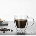 Heat-resistant double walled tumbler glass cup with handle